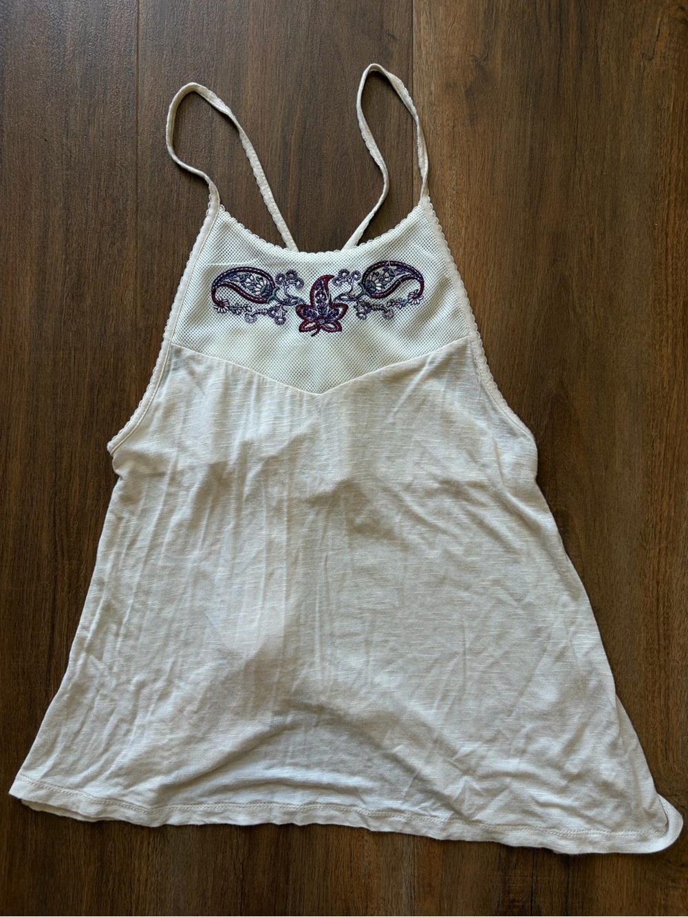 Harlow Y2K Paisley Embroidered Flowy Cami Tank Top Boho Fairycore Cottagecore - Picture 8 of 8
